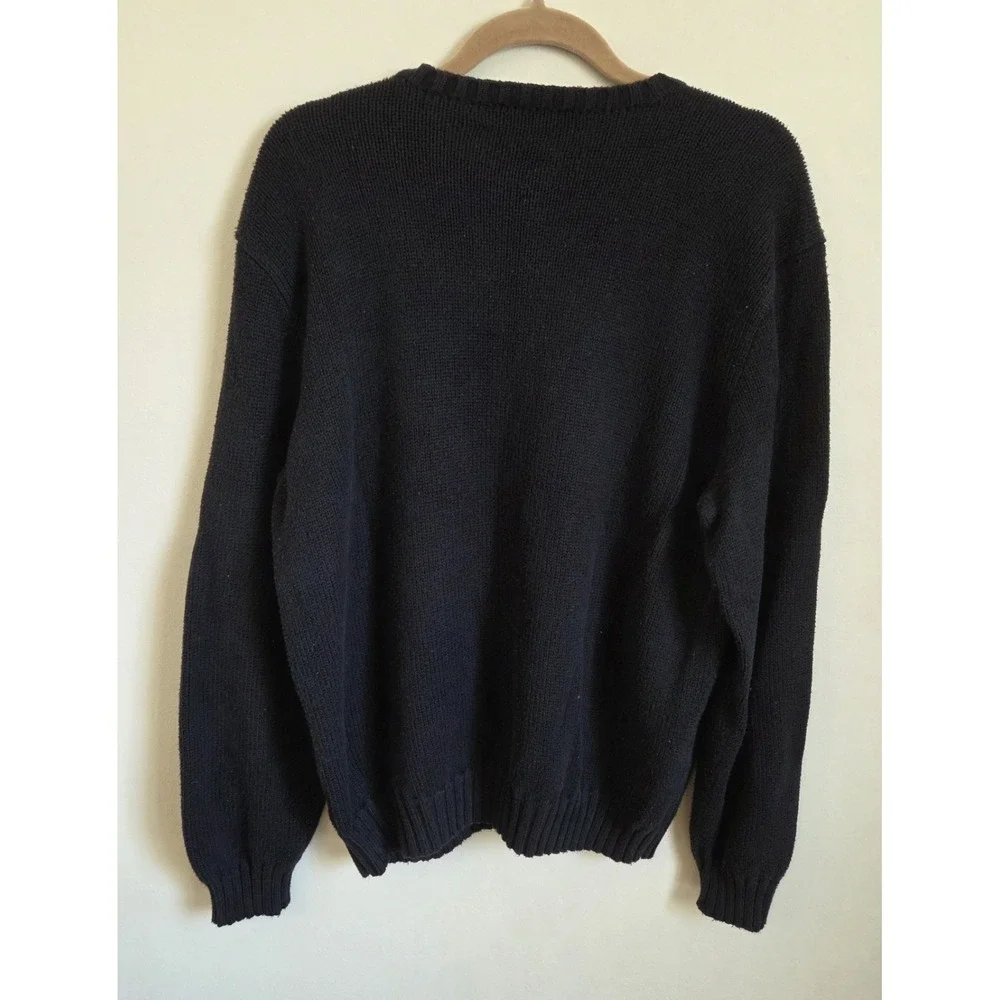 VTG Polo Ralph Lauren 100% Cotton Black Pullover Sweater Men's L